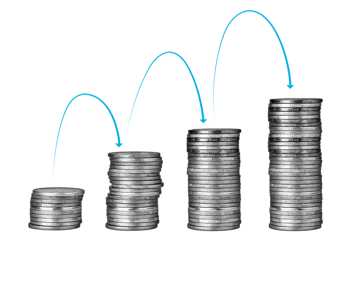 Growing stacks of coins